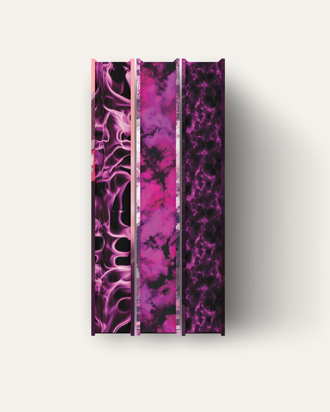 Book stack of custom book edge design with repeated graphic motifs