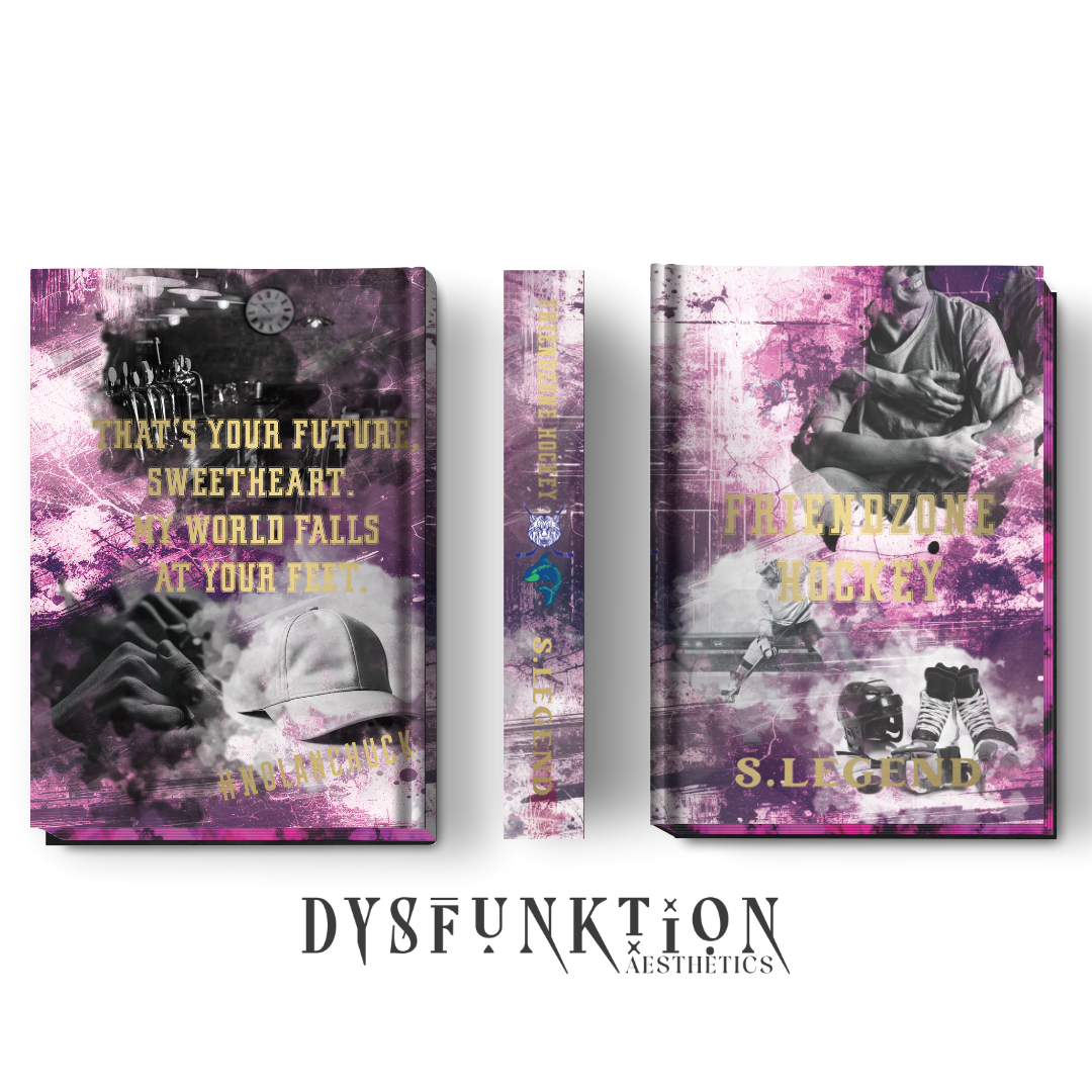 Custom special edition book cover for hockey romance series featuring grunge elements 