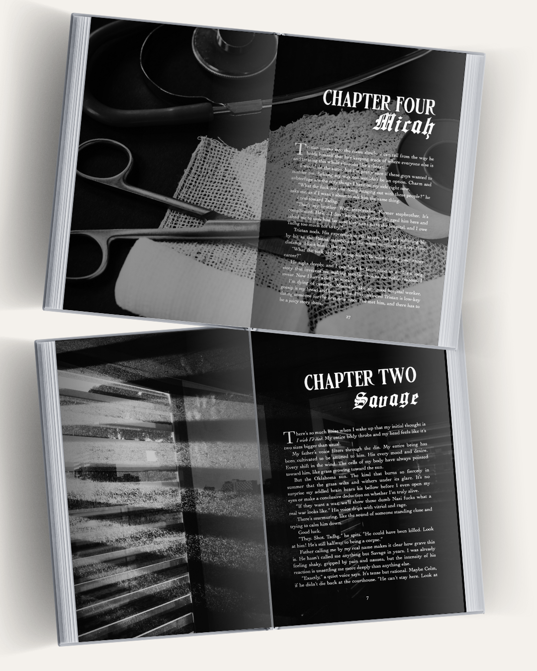 Book interior design combining typography with subtle graphic elements.
