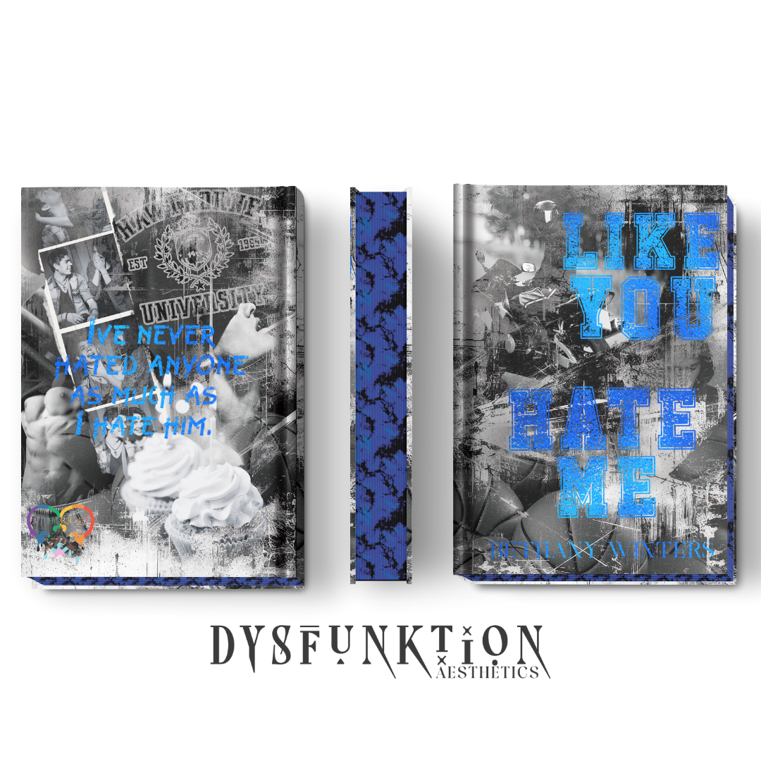 Custom special edition book cover featuring images from storyline and grunge elements 